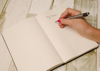 Journal with "My plan" written on page