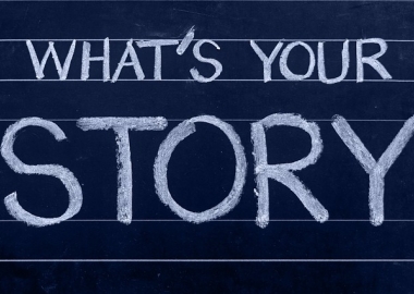 Chalkboard with "What's Your Story"