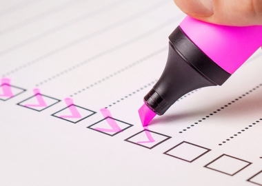 Checklist made with pink highlighter
