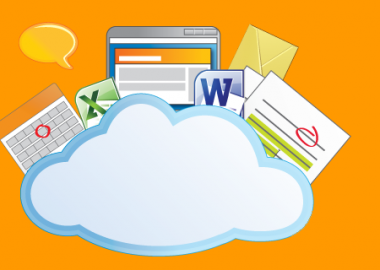 Cloud image with software program logos