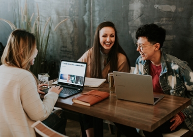 women working at table