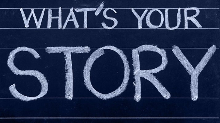 Chalkboard with "What's Your Story"