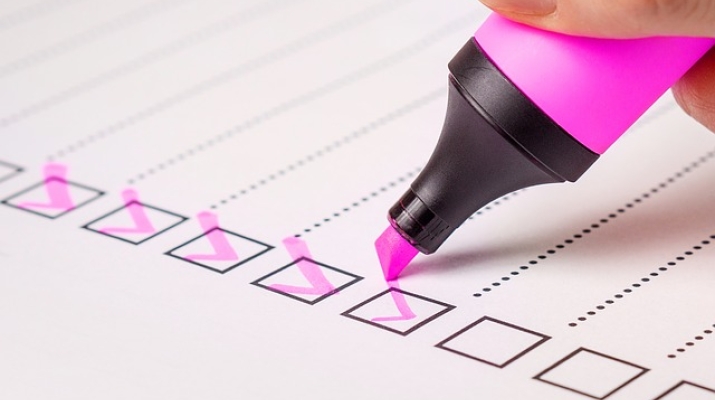 Checklist made with pink highlighter 