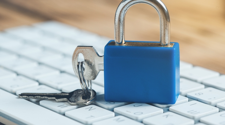 padlock on top of keyboard