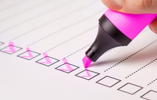 Checklist made with pink highlighter