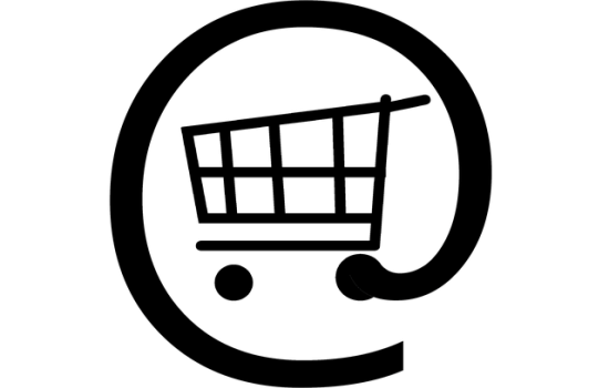 Shopping cart in at symbol