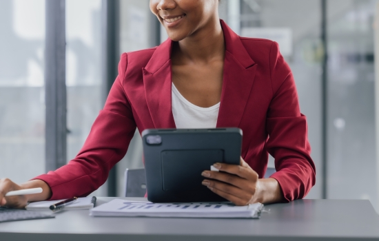 Woman on her tablet