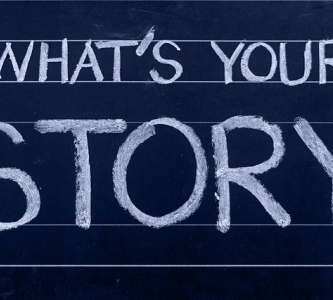 Chalkboard with "What's Your Story"