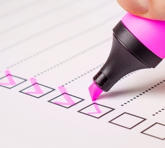 Checklist made with pink highlighter 