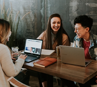 women working at table