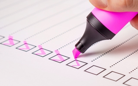 Checklist made with pink highlighter