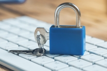 padlock on top of keyboard